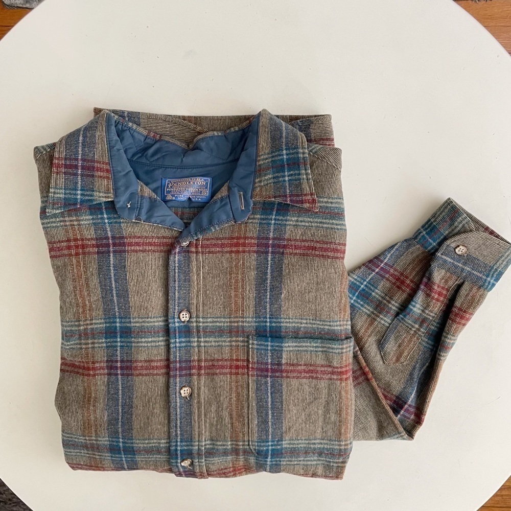 Pendleton Men’s Virgin Wool Button Down Shirt Brown Size 1X Made in USA